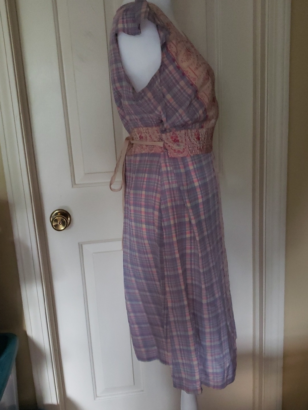 Plenty By Tracy Reese Floral & Plaid Midi Wrap Dress 100% Silk. Romantic Size 8 - Picture 8 of 11
